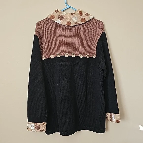 Storybook Knits Vtg 90's Dog Cardigan Sweater with Pupoy Bone Buttons Sz L EUC - Picture 2 of 11